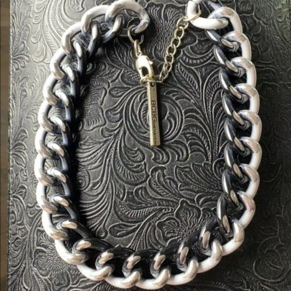 Bold Black White Grey Chain Necklace - Picture 1 of 5